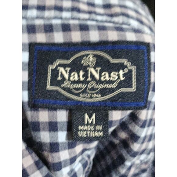 Nat Nast Size M Long Sleeve Blue Check Plaid Button Down Casual Shirt Pocket... - Picture 8 of 9